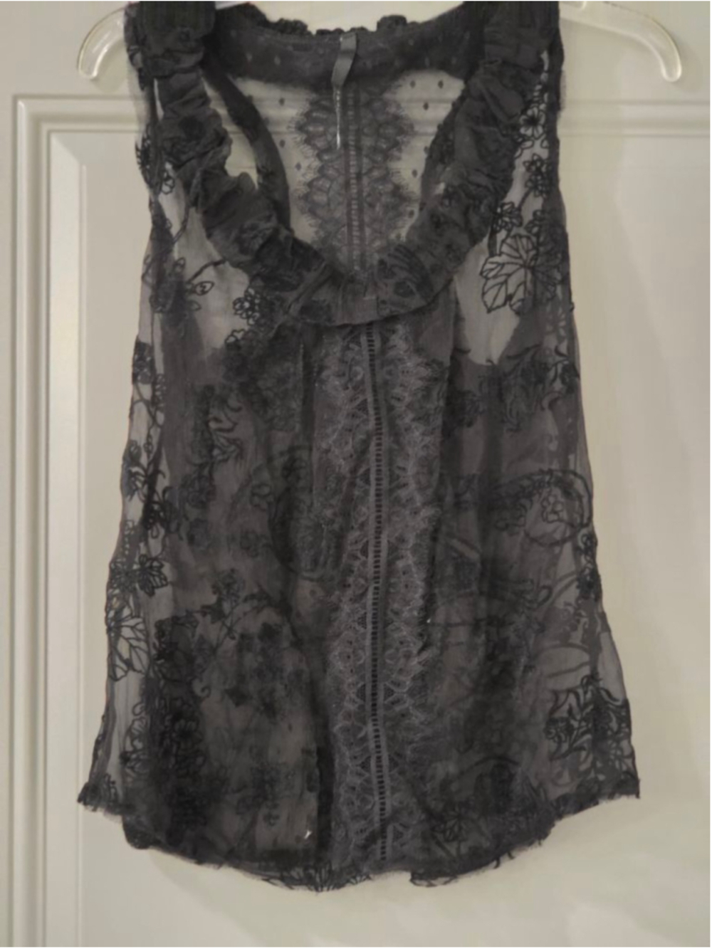 Women's Poleci Black Lace Sheer Tank Top Size 6